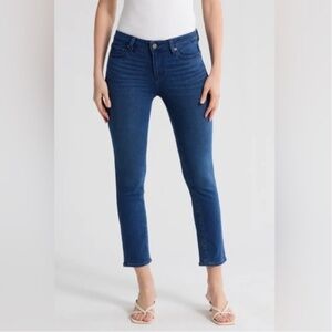PAIGE The Kylie Crop Denim Jeans Frayed Hem Mid-Rise Blue Size 28